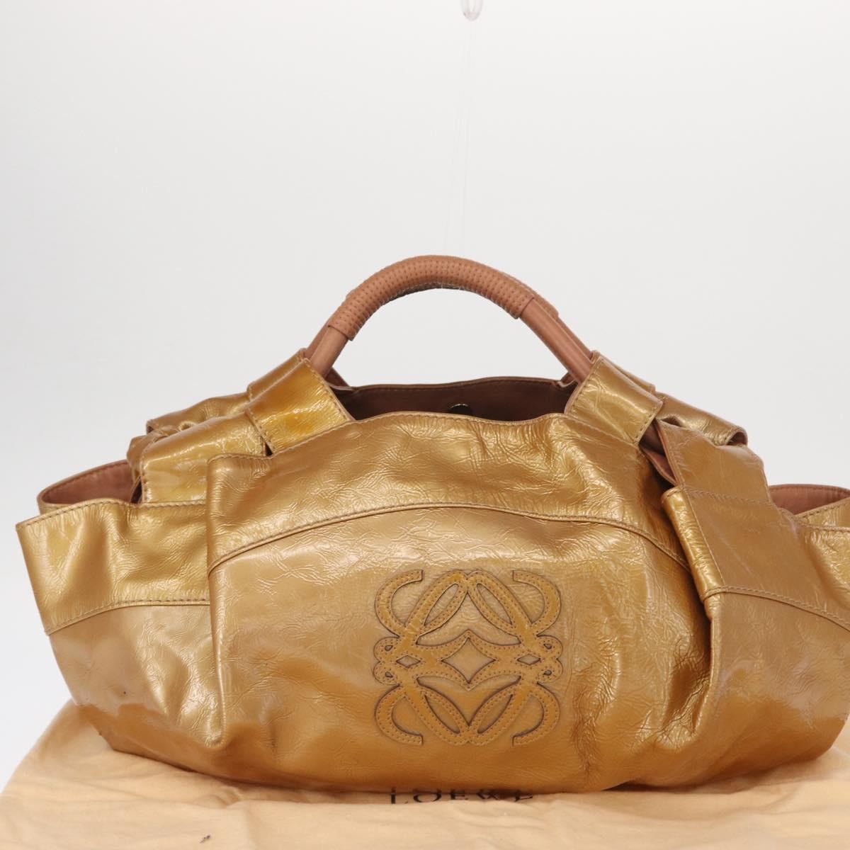 Loewe Aire Shoulder Bag Leather, GOLD, PATENT_LEATHER, Handbag