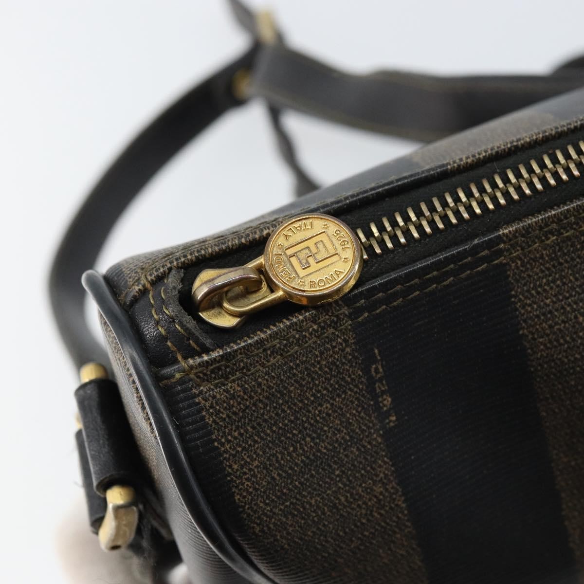 Fendi Vintage Pequin Shoulder bag Pequin, BROWN, CANVAS, Shoulder bag
