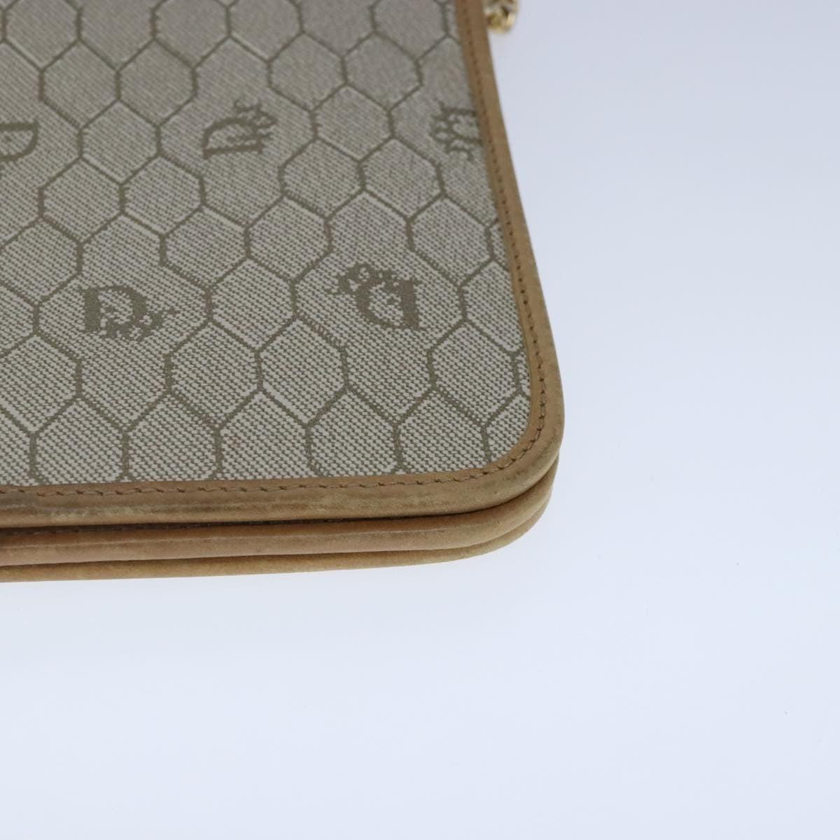 Christian Dior Vintage Honeycomb chain Canvas, BEIGE, CANVAS, Handbag