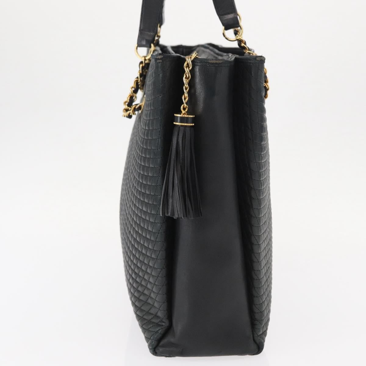 Bally Vintage Tote Bag Quilted Leather, Black, Leather, Tote Bag
