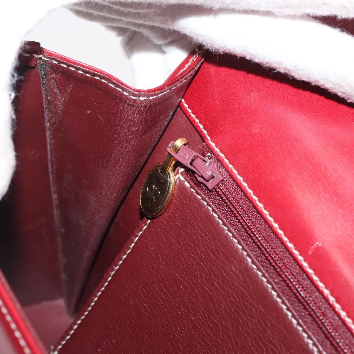 Christian Dior Vintage CD Logo Shoulder Bag Leather, RED, LEATHER, Shoulder bag