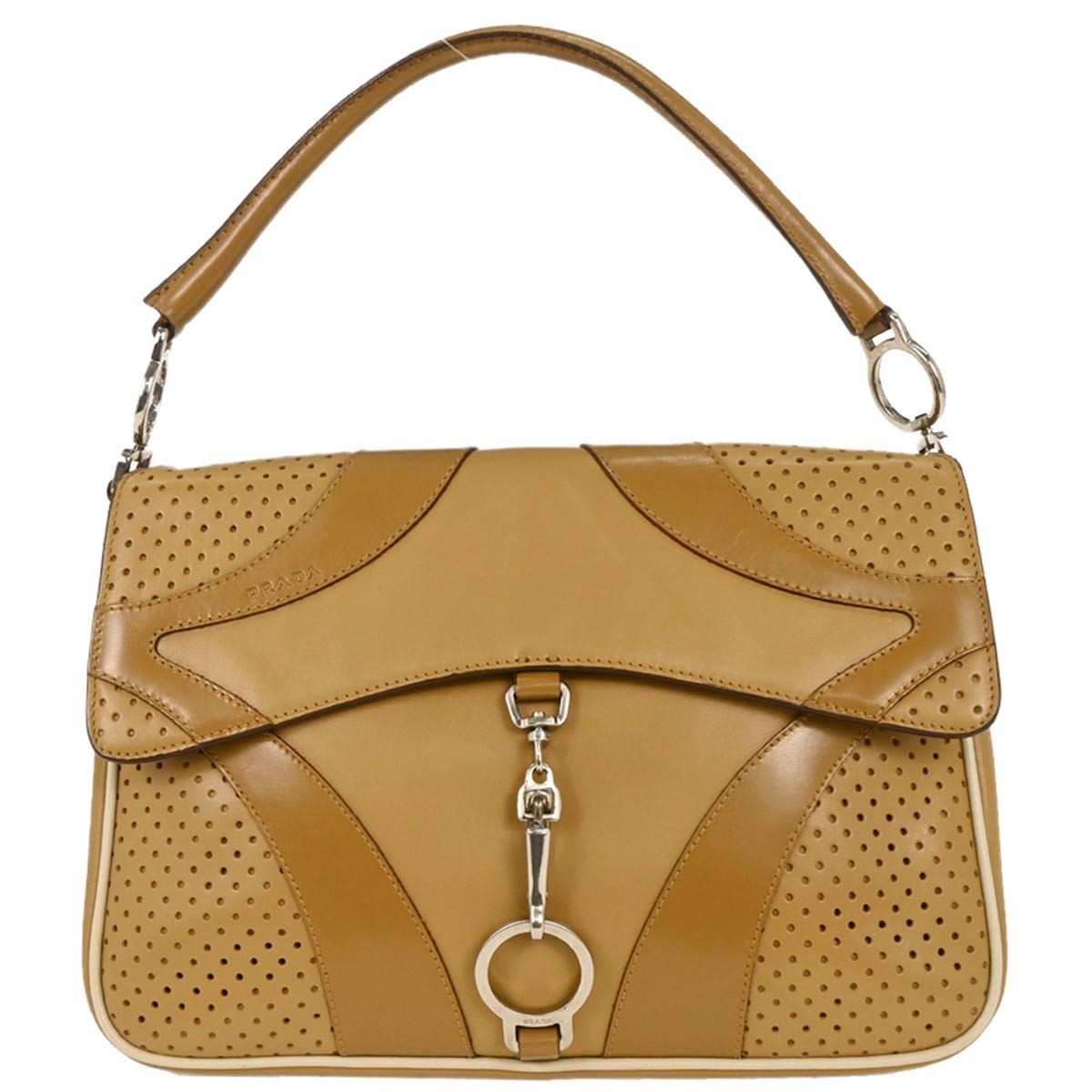 Prada Vitello Drive Handbag Leather, BROWN, LEATHER, Handbag