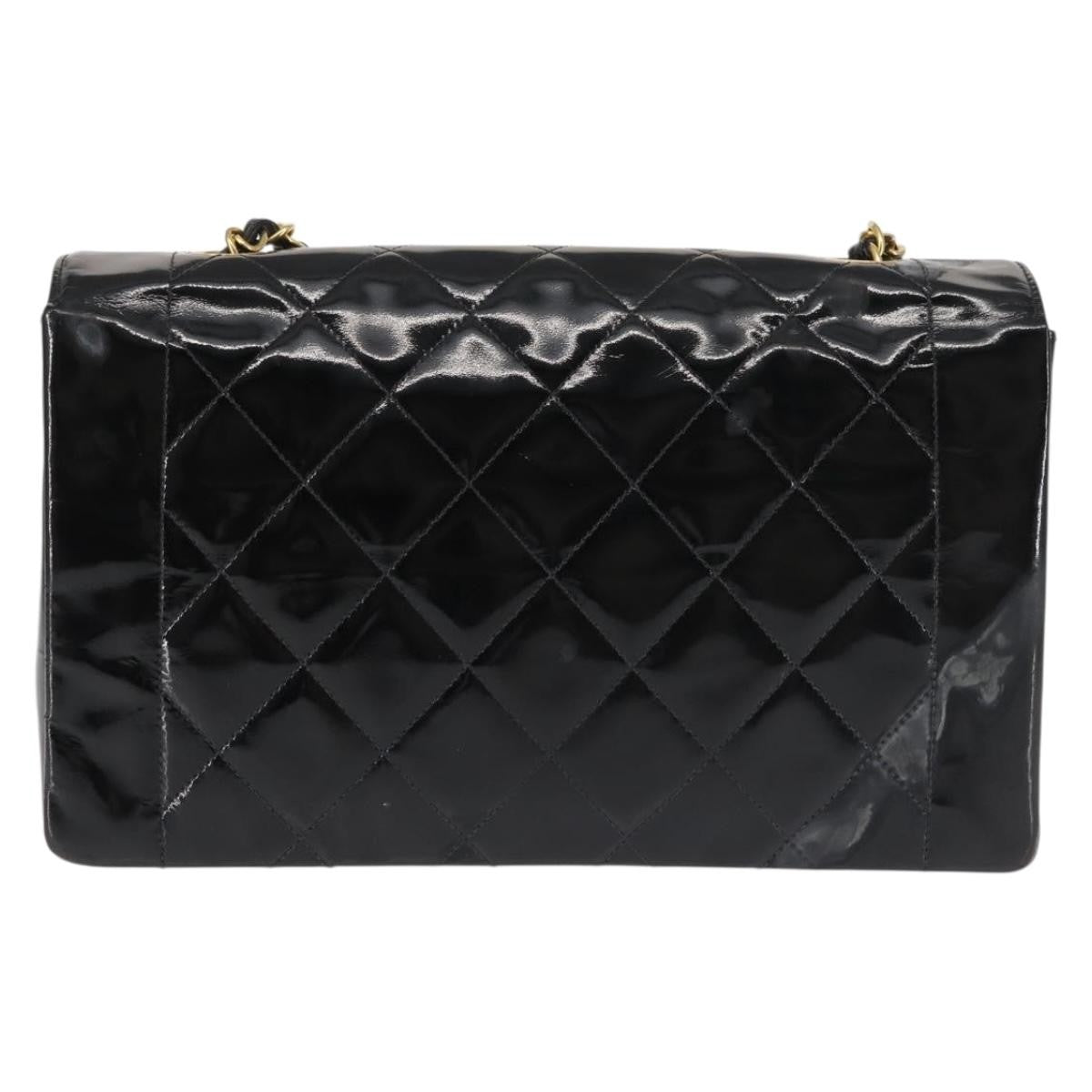 Chanel Vintage Diana Flap Bag Quilted Patent, BLACK, PATENT_LEATHER, Shoulder bag