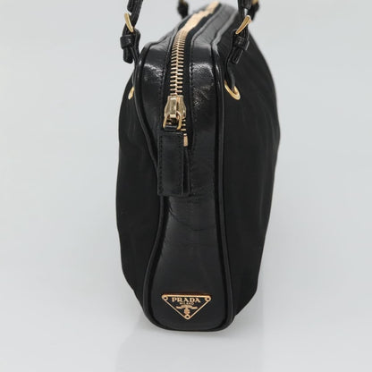 Prada SHOULDER BAG NYLON BLACK GOLD, Black, Nylon, Shoulder Bag