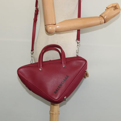 Balenciaga Triangle Duffle Bag Leather, RED, LEATHER, Handbag