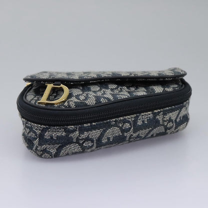 Christian Dior Saddle Zip Pouch Diorissimo Canvas, NAVY, CANVAS, Clutche & pouche
