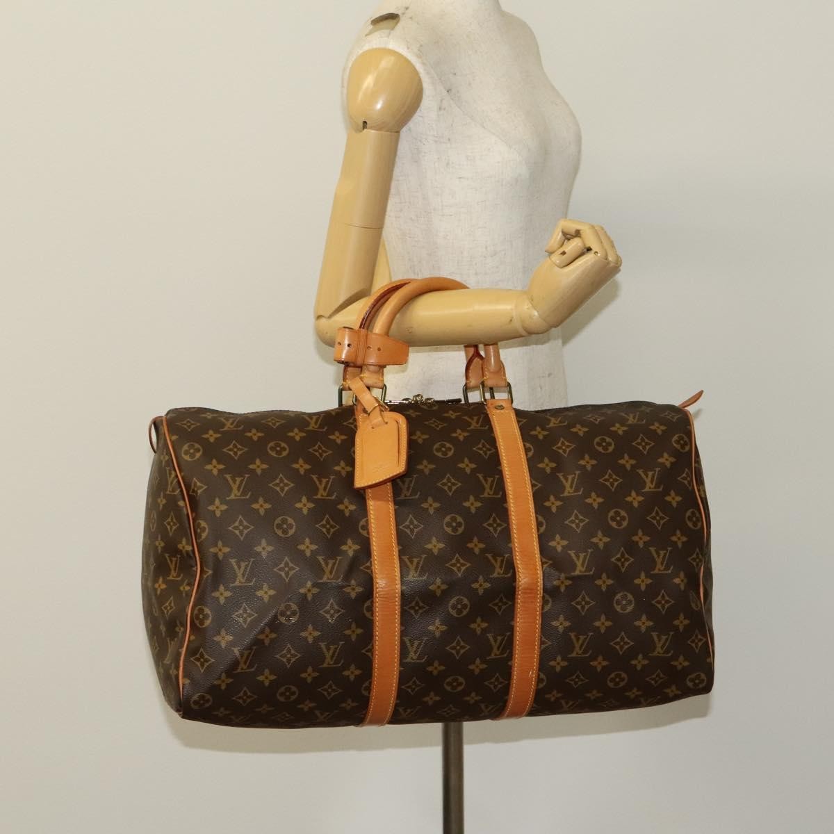 Louis Vuitton Keepall Bag Monogram Canvas, BROWN, CANVAS, Travel bag