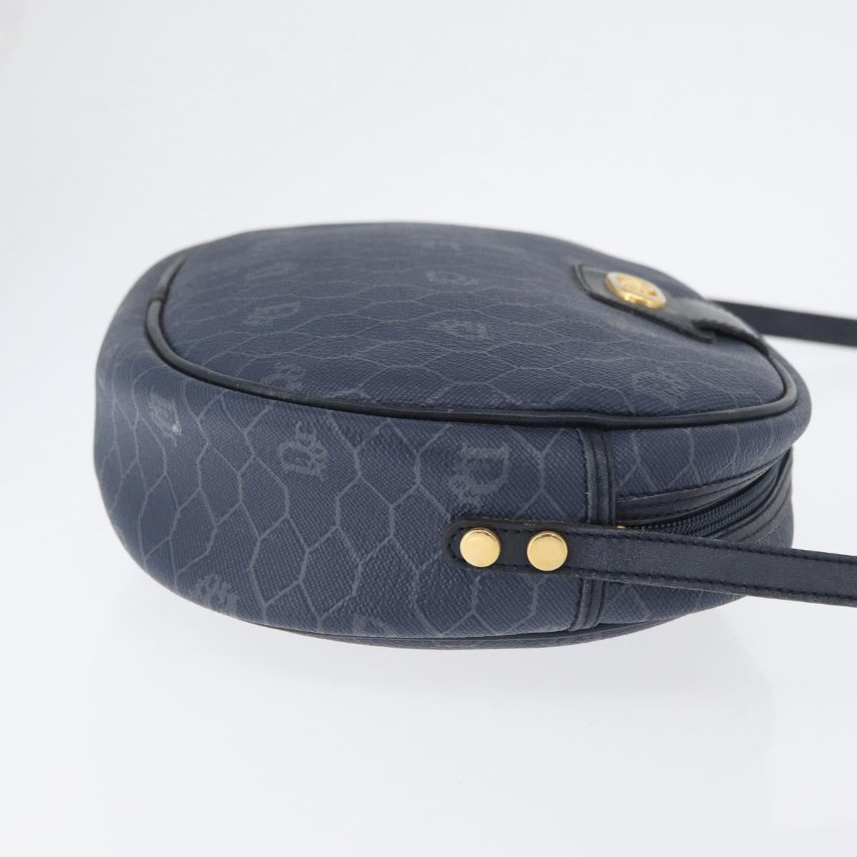 Christian Dior Vintage Honeycomb Shoulder Bag Canvas, NAVY, CANVAS, Shoulder bag
