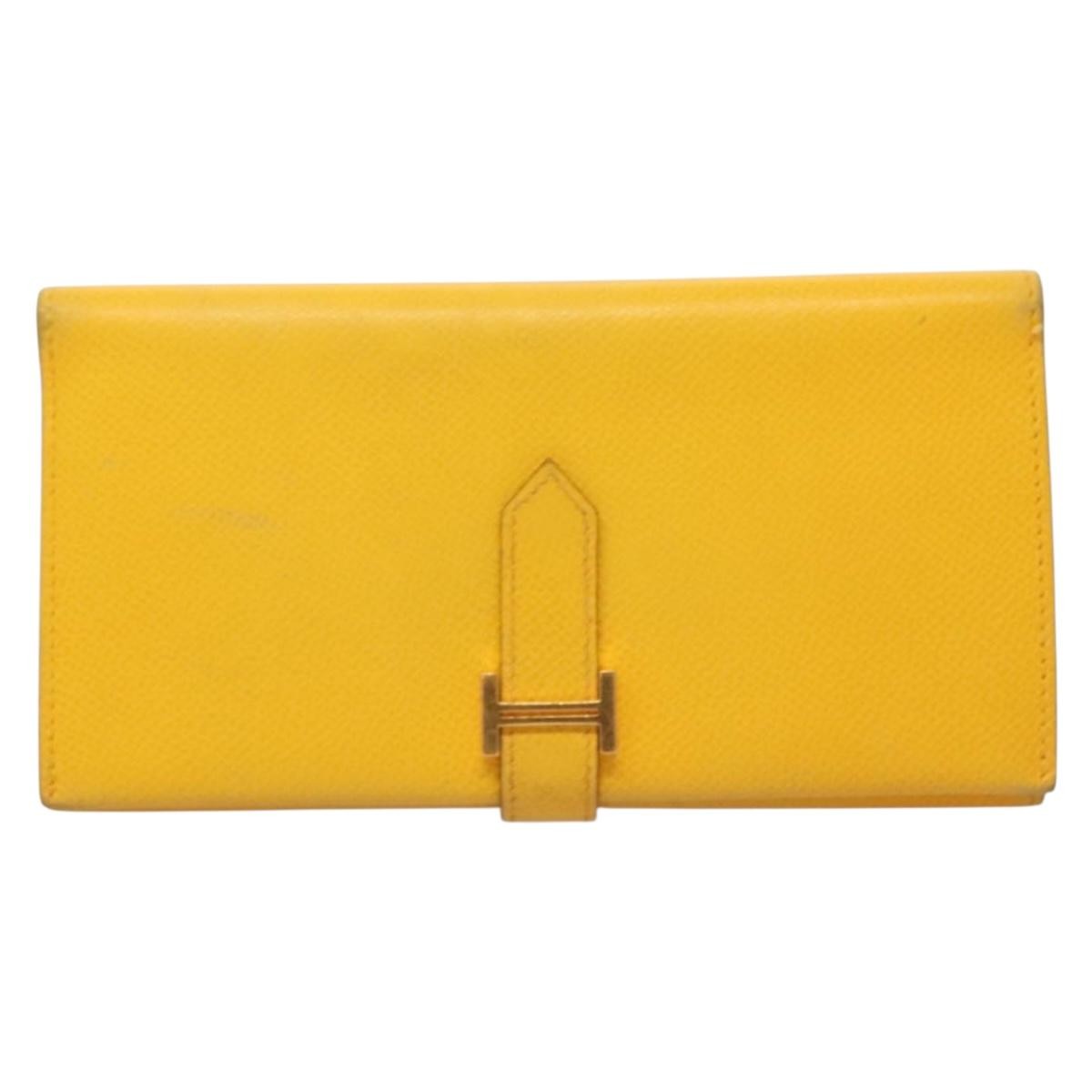 Hermes Bearn Wallet Epsom, YELLOW, LEATHER, Wallets
