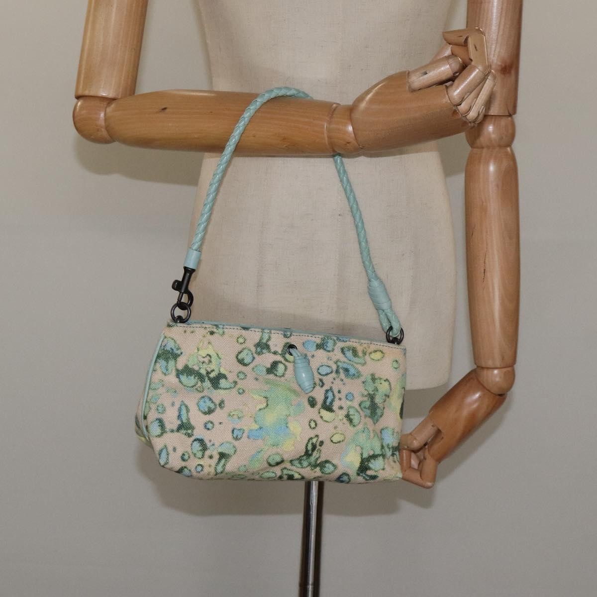 Bottega Veneta Vintage Shoulder Bag Canvas, GREEN, CANVAS, Shoulder bag