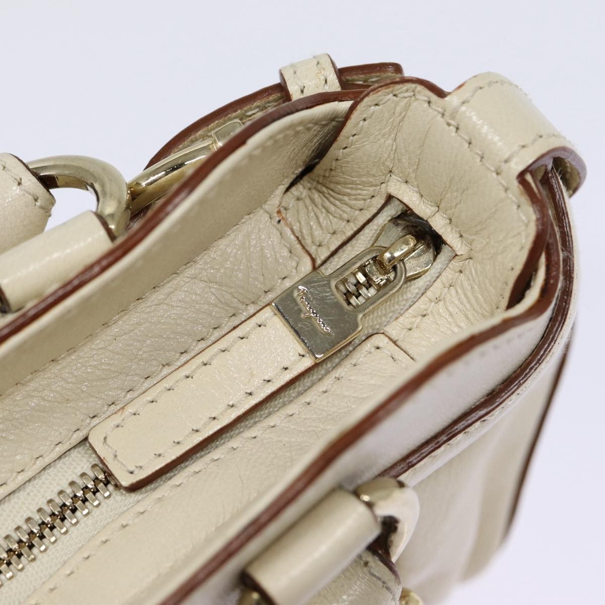 Salvatore Ferragamo Marisa Satchel Leather, WHITE, LEATHER, Handbag