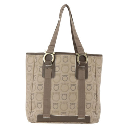 Salvatore Ferragamo Gancini Tote Gancini Canvas, BEIGE, CANVAS, Tote bag