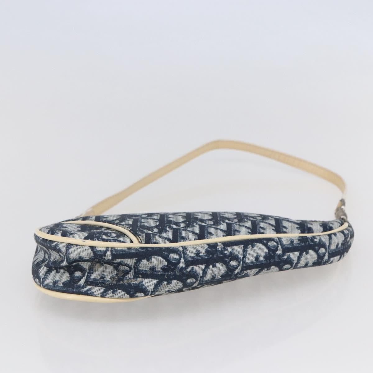 Christian Dior Vintage Saddle Bag Diorissimo Canvas, NAVY, CANVAS, Clutche & pouche