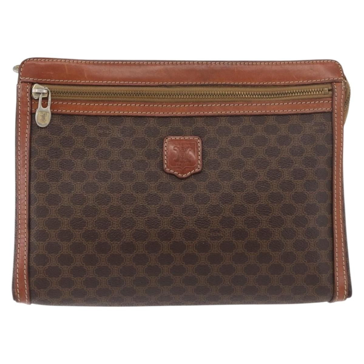 Celine Macadam Pochette Canvas, Black, Canvas, Clutch