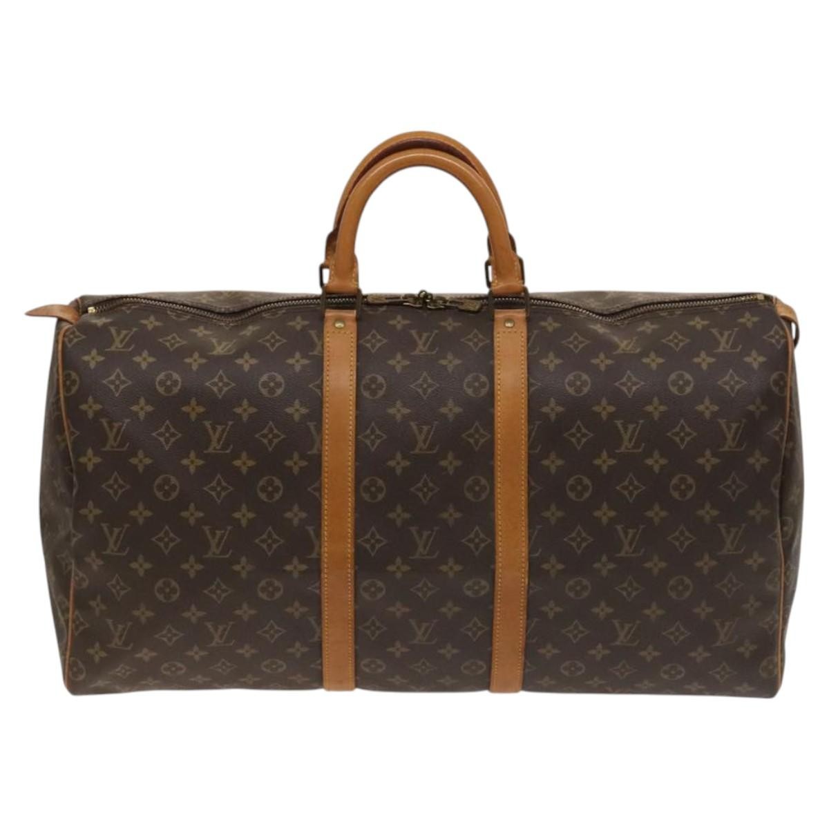 Louis Vuitton Keepall Bag Monogram Canvas, BROWN, CANVAS, Travel bag