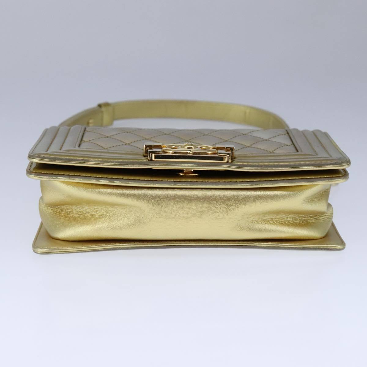 Chanel Boy Flap Bag Quilted Patent, GOLD, PATENT_LEATHER, Shoulder bag