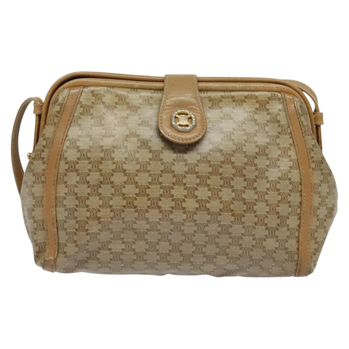 Celine Macadam Shoulder Bag PVC Leather, BEIGE, PVC, Shoulder bag