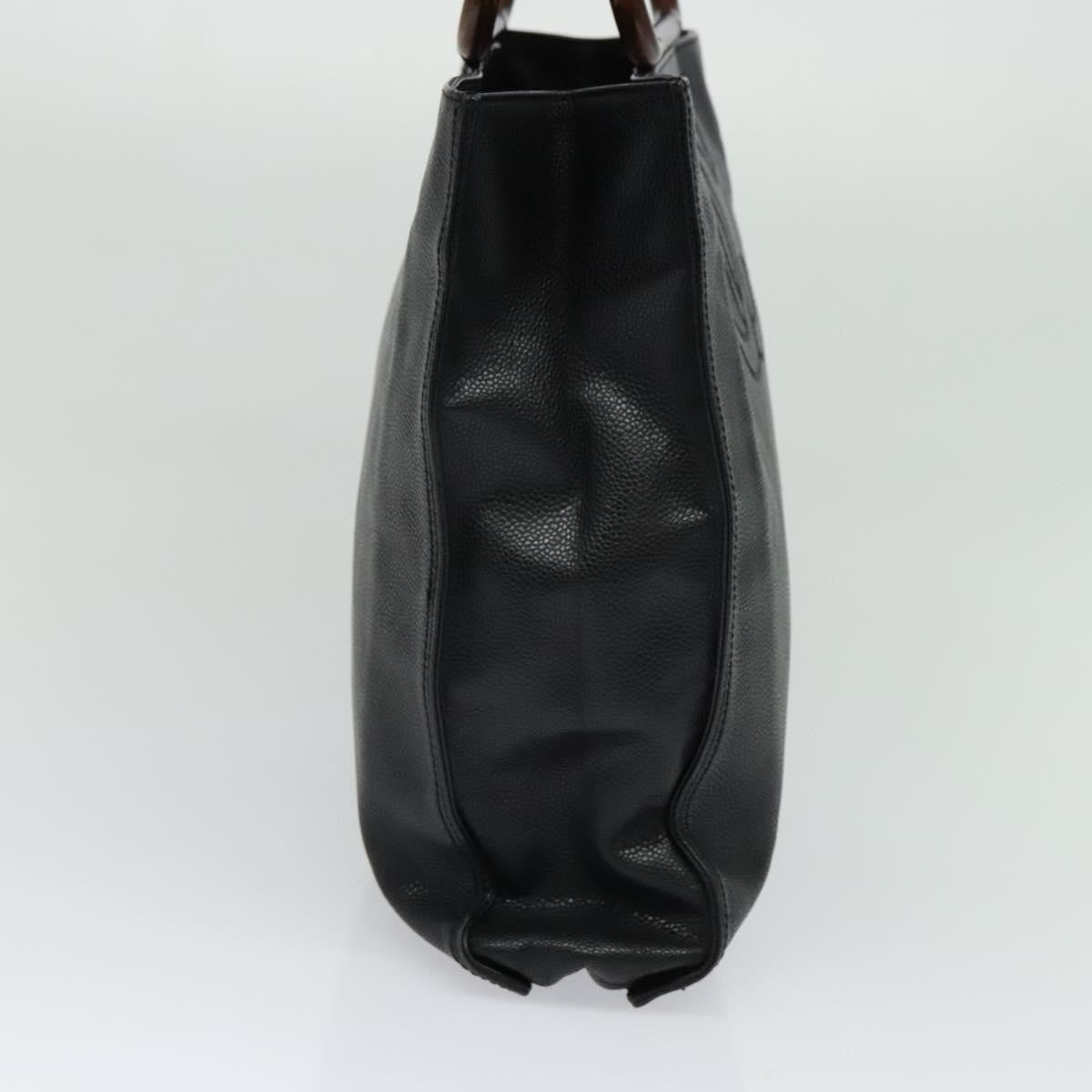 Chanel Vintage Wooden Ring Tote Caviar, BLACK, LEATHER, Tote bag