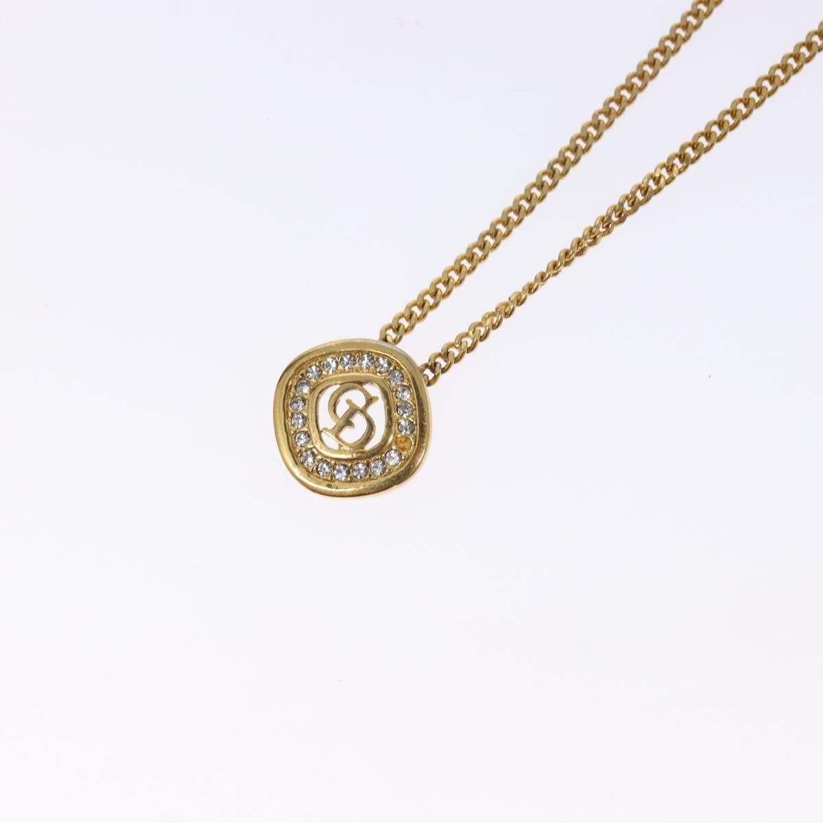 Christian Dior CD Round Pendant Necklace Metal and Crystals, GOLD, METAL, Necklace