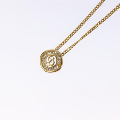 Christian Dior CD Round Pendant Necklace Metal and Crystals, GOLD, METAL, Necklace