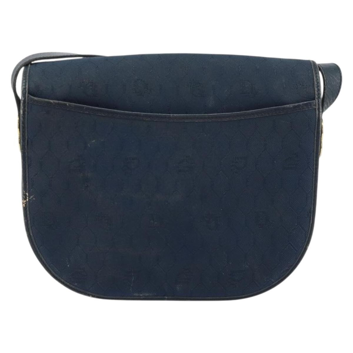 Christian Dior Vintage Honeycomb Shoulder Bag Canvas, NAVY, CANVAS, Shoulder bag