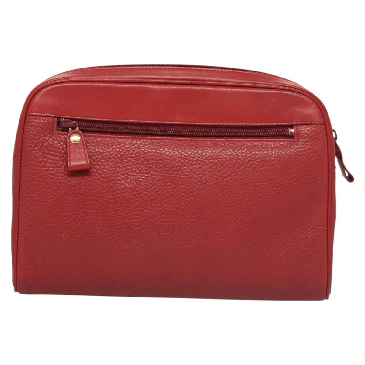 Burberry Logo Zip Around Pouch Leather, RED, LEATHER, Clutche & pouche