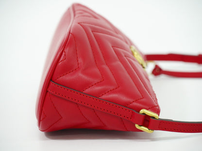 Gucci GG Marmont Shoulder Bag Leather, RED, LEATHER, Shoulder bag