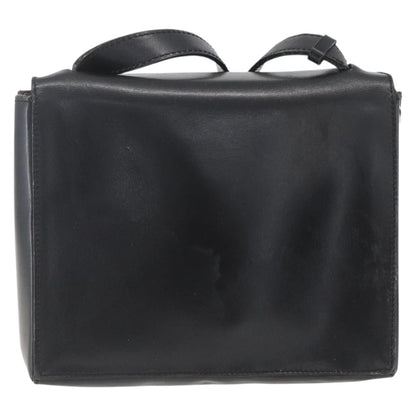 Celine Vintage Circle Logo Crossbody Bag Leather, BLACK, LEATHER, Shoulder bag