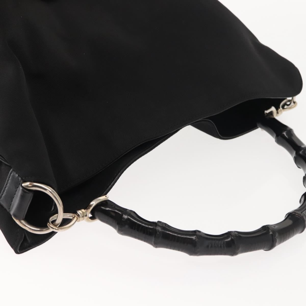 Gucci Vintage Bamboo Handle Open Hobo Nylon, BLACK, NYLON, Tote bag