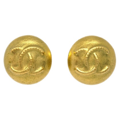 Chanel Vintage CC Round Clip-On Earrings Metal, GOLD, GOLD_PLATED, Earrings