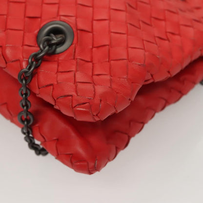 Bottega Veneta Intrecciato Leather, RED, LEATHER, Shoulder bag