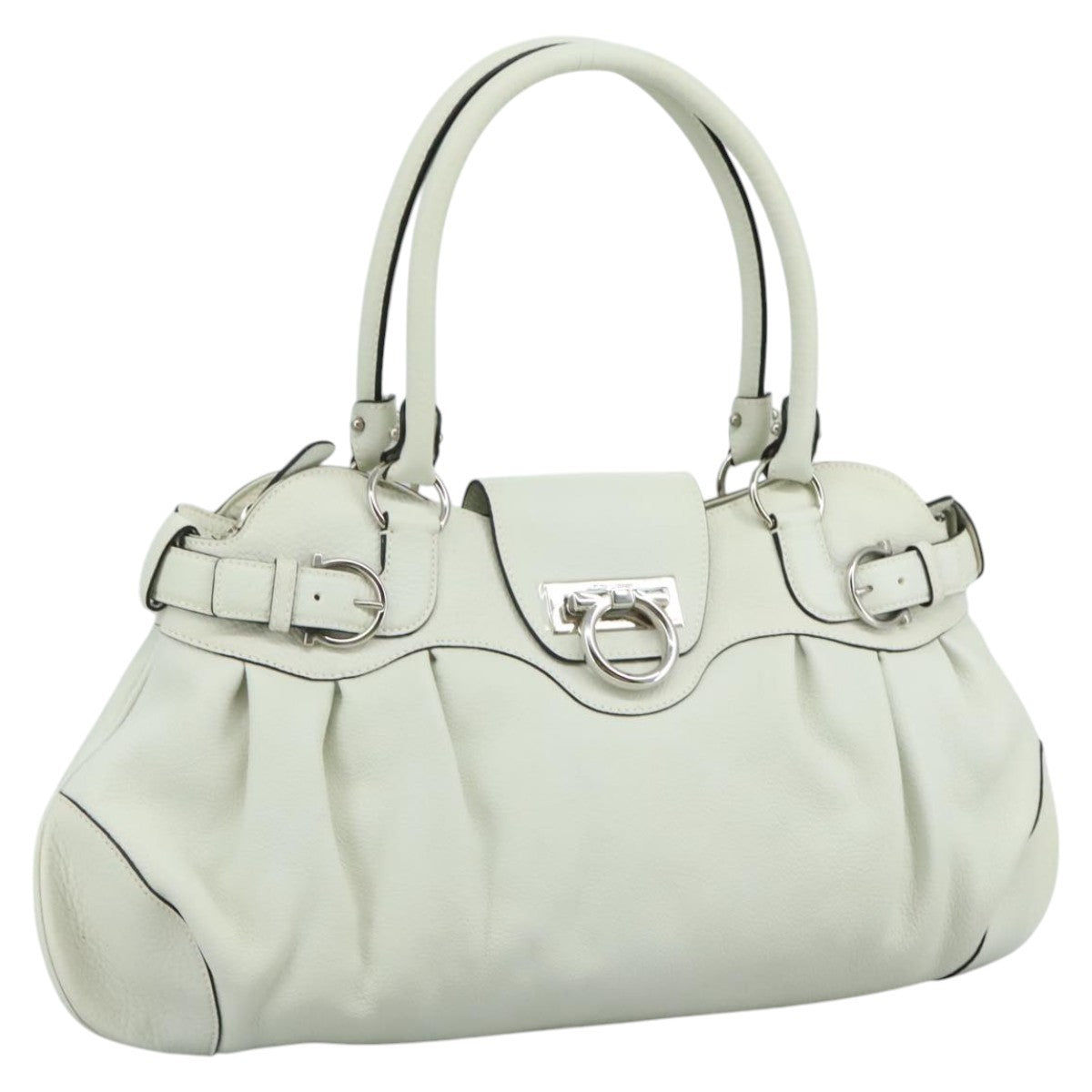Salvatore Ferragamo Marisa Satchel Leather, WHITE, LEATHER, Handbag