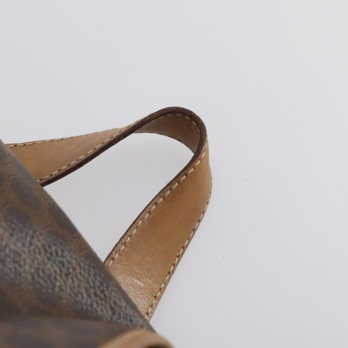 Celine Vintage Drawstring Flap Backpack Macadam Coated Canvas, BROWN, CANVAS, Backpack