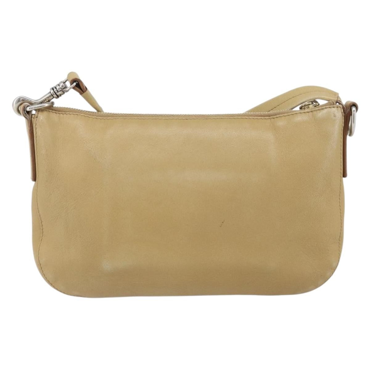 Celine Vintage Shoulder Bag Leather, BEIGE, LEATHER, Shoulder bag