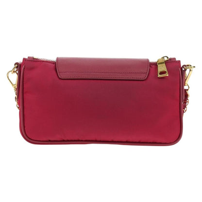 Prada Chain Crossbody Bag Tessuto and Saffiano Leather, Pink, Nylon, Shoulder Bag