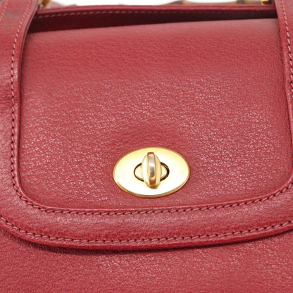 Gucci Vintage Bamboo Handle Bag Leather, RED, LEATHER, Handbag