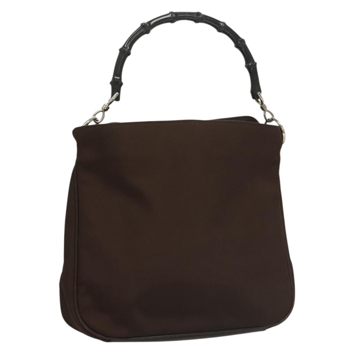 Gucci Vintage Bamboo Handle Tote Nylon, BROWN, NYLON, Tote bag