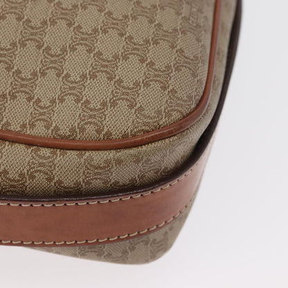 Celine Vintage Macadam Shoulder Bag Canvas and Leather, BEIGE, CANVAS, Shoulder bag