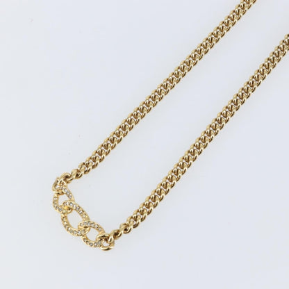 Christian Dior CD Chain Link Necklace Metal with Crystals, GOLD, METAL, Necklace