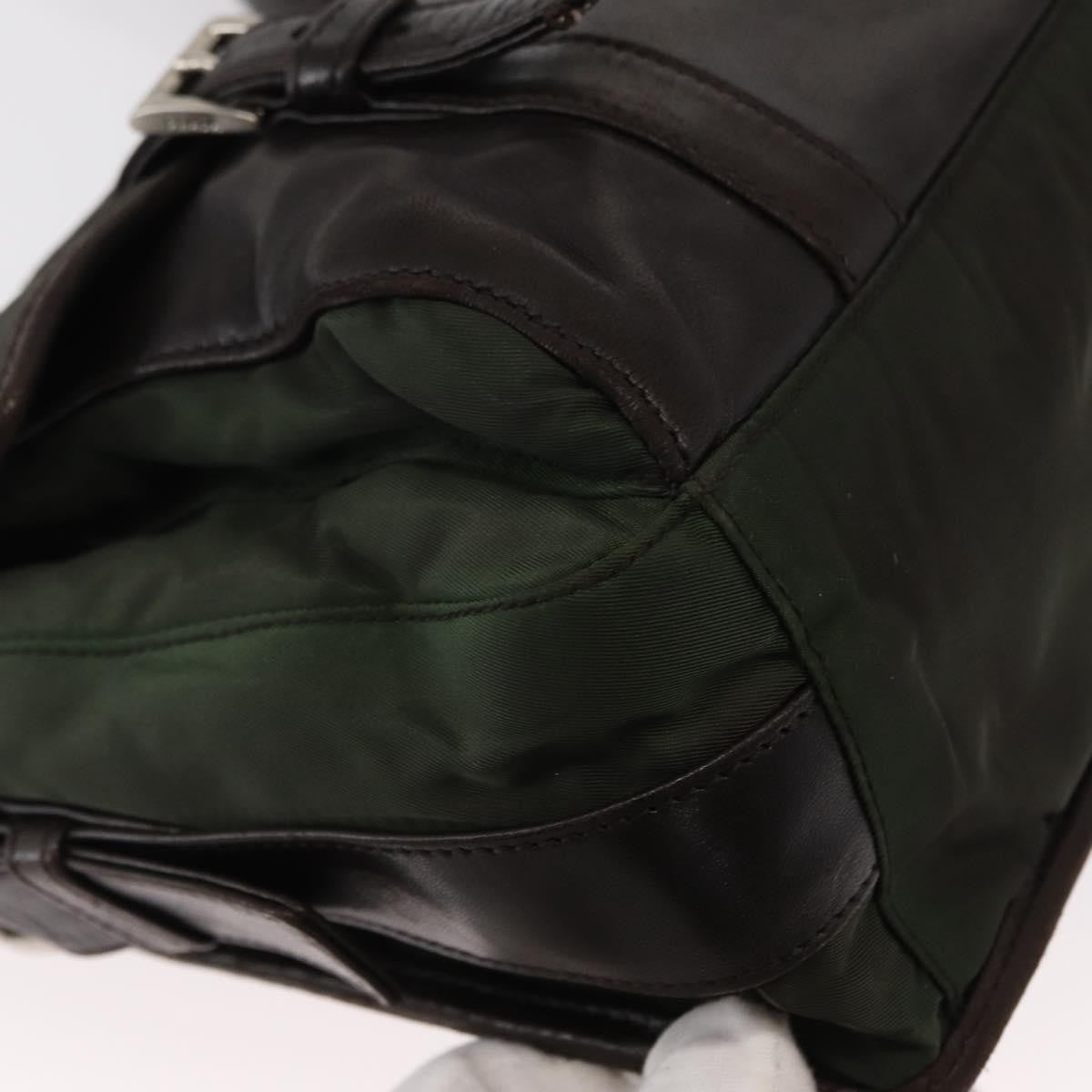 Prada Double Buckle Flap Messenger Bag Tessuto, Khaki, Nylon, Shoulder Bag