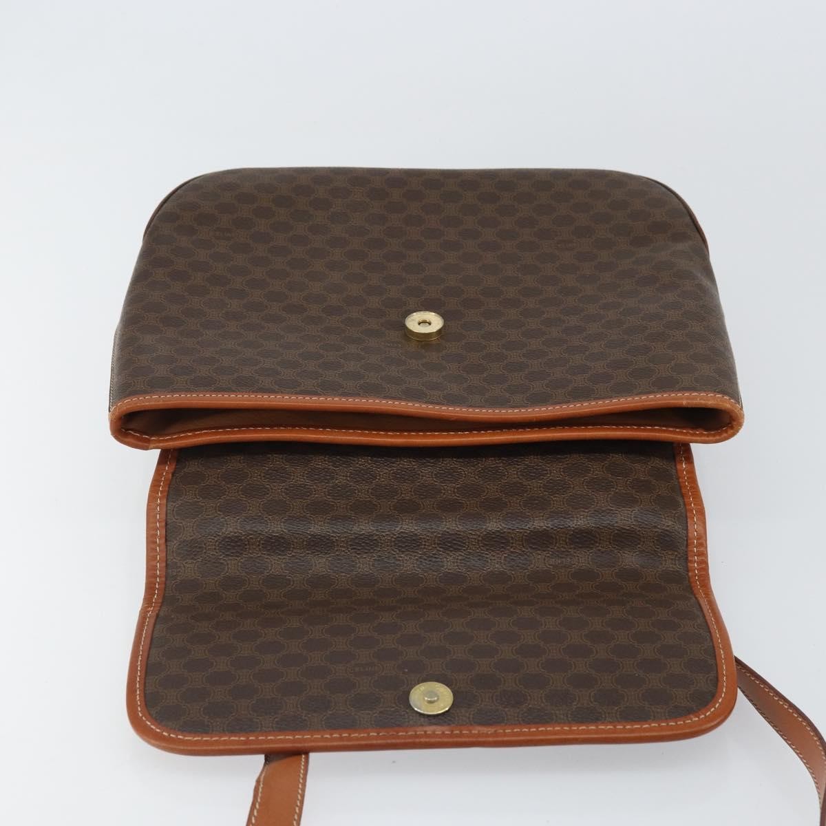 Celine Vintage Macadam Handbag Canvas and Leather, BROWN, CANVAS, Handbag