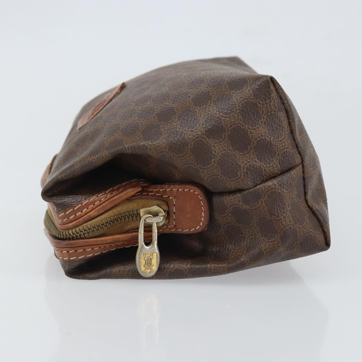 Celine Macadam Pochette Canvas and Leather, BROWN, CANVAS, Clutche & pouche