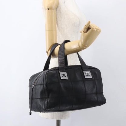 Chanel Chocolate Bar CC Bowler Bag Caviar skin, BLACK, LEATHER, Handbag