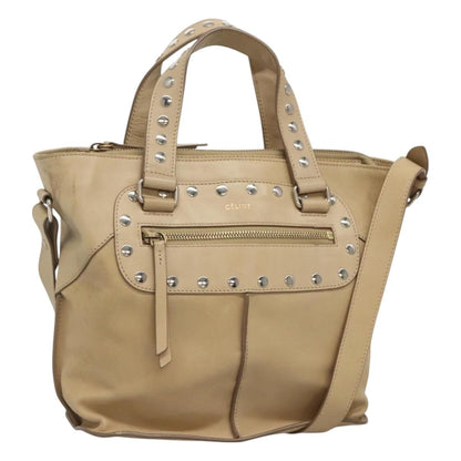 Celine Handbag Leather, BEIGE, LEATHER, Handbag