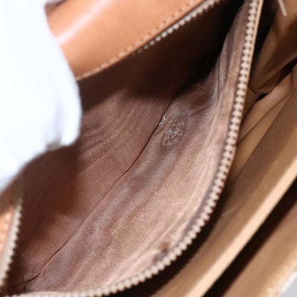 Celine Vintage Macadam Shoulder Bag Canvas and Leather, BEIGE, CANVAS, Shoulder bag