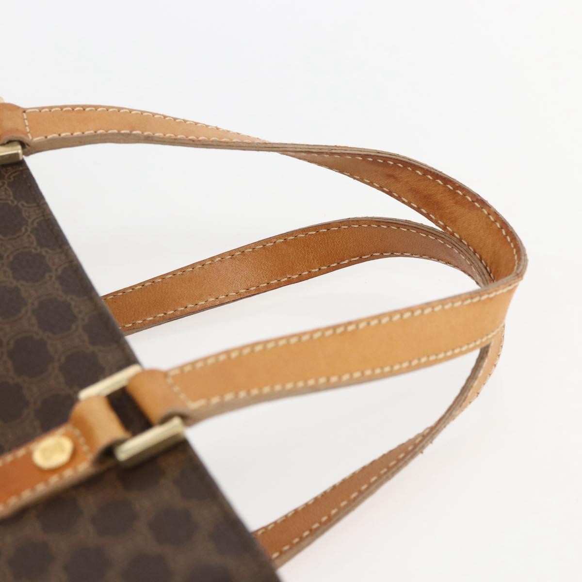 Celine Vintage Macadam Handbag Canvas and Leather, BROWN, CANVAS, Handbag