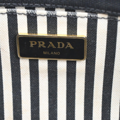 Prada Canapa Convertible Tote Canvas, BLACK, CANVAS, Tote bag