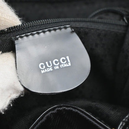 Gucci Vintage Bamboo Backpack Nylon and Patent Leather, BLACK, NYLON, Backpack