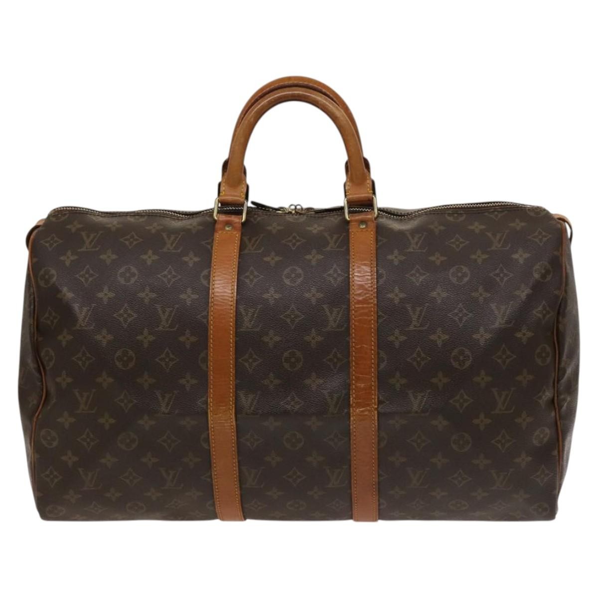 Louis Vuitton Keepall Bag Monogram Canvas, BROWN, CANVAS, Travel bag
