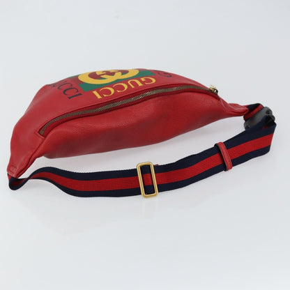 Gucci Logo Belt Bag Printed Leather, RED, LEATHER, Shoulder bag